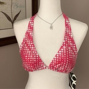 Ninety Pink and White Geometric Bikini Top
